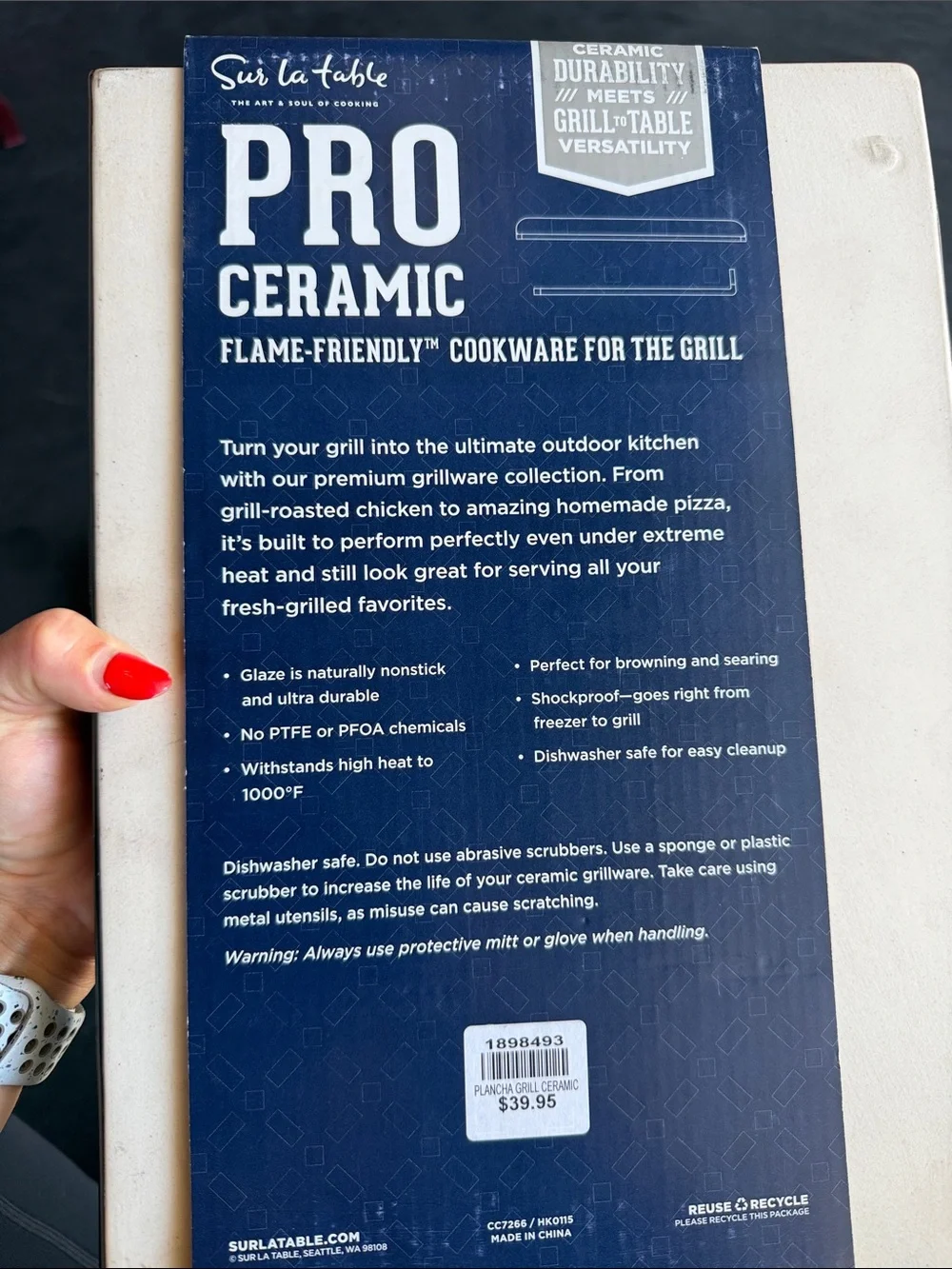 Sur La Table Pro Ceramic Grilling Plancha – Black